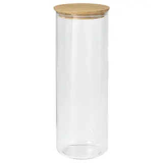 EKLATANT jar with lid, clear glass/bamboo, 1.8 l