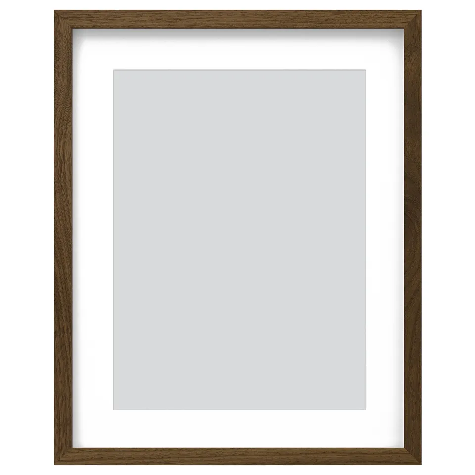 RÖDALM photo frame, wooden, brown, portrait/landscape, minimalist design.