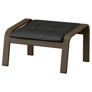 POÄNG footstool, walnut effect/Grann black, Width 68 x Depth 54 x Height 39 cm