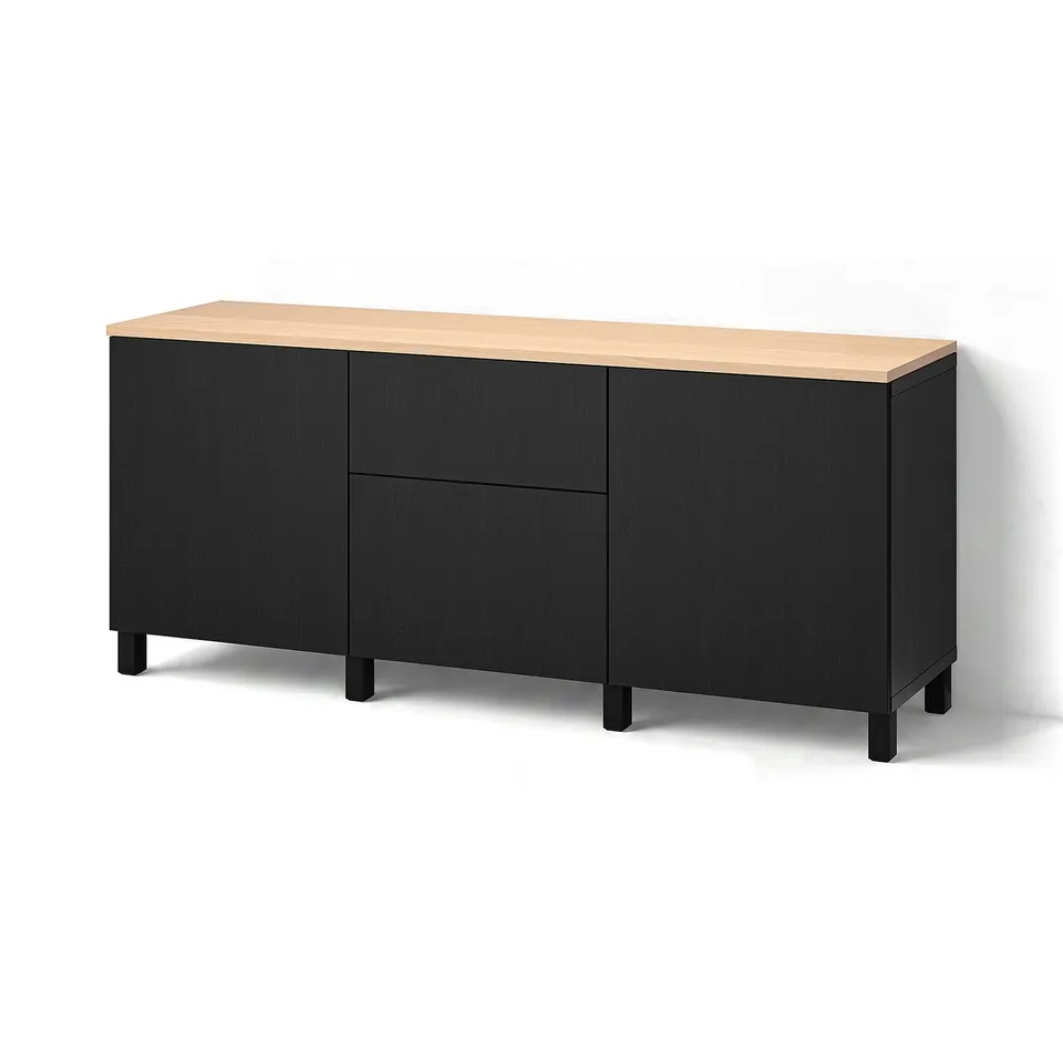 BESTÅ Storage combination with drawers, black-brown/Lappviken/Stubbarp black-brown, 180x42x76 cm