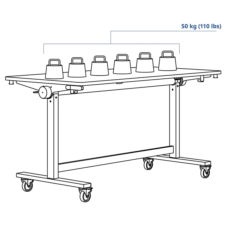 MITTZON Foldable table with castors, black, 140x70 cm