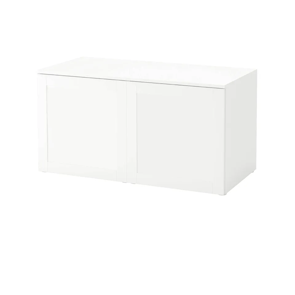 A white PLATSA storage unit, rectangular in shape, with sleek edges and a flat top surface.