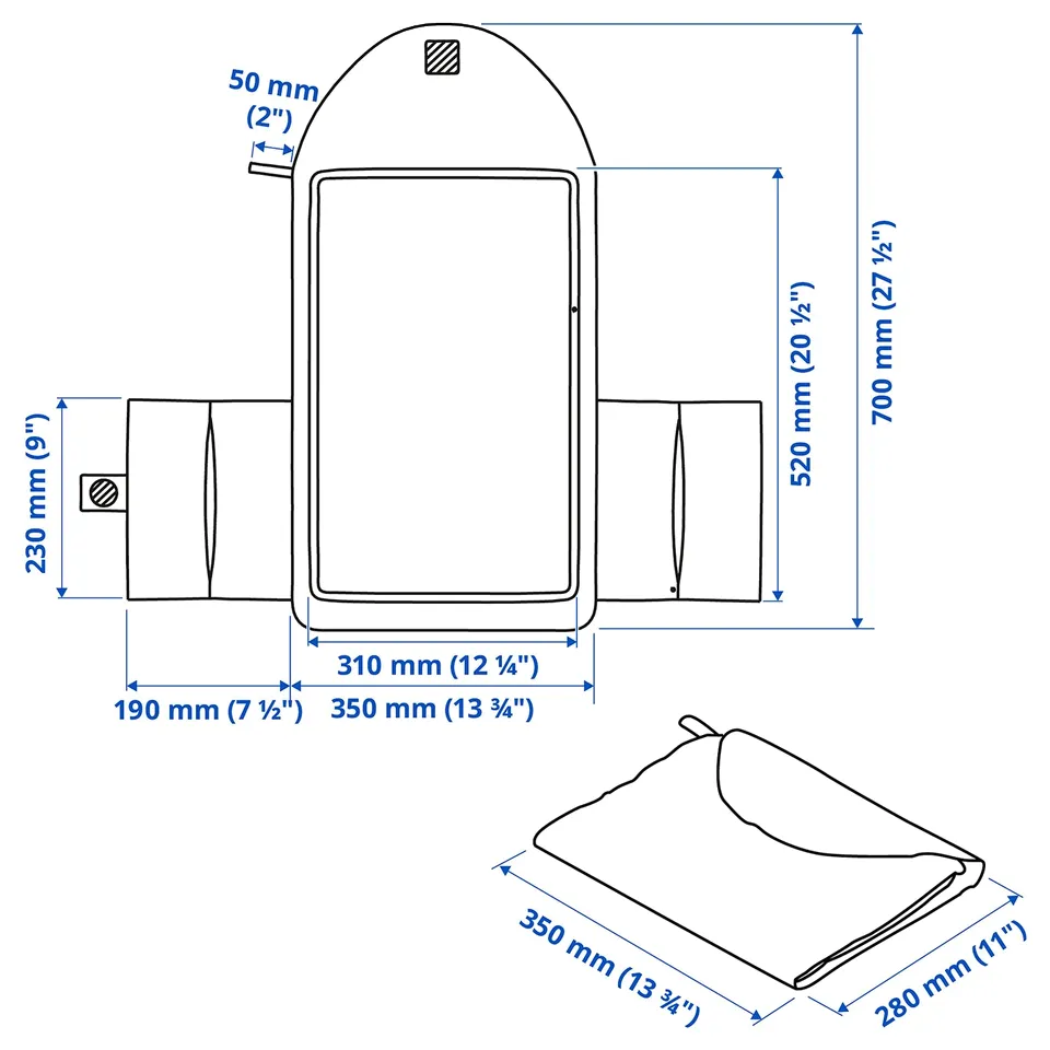 Illustration with measurements for the product: GRÖNFINK.