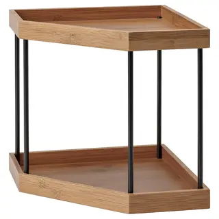 NÅLBLECKA corner shelf, metal/bamboo for kitchen countertop, Height 28 x Width 28 x Depth 28 cm