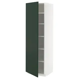 METOD high cabinet with shelves, white/Havstorp deep green, 60x60x200 cm