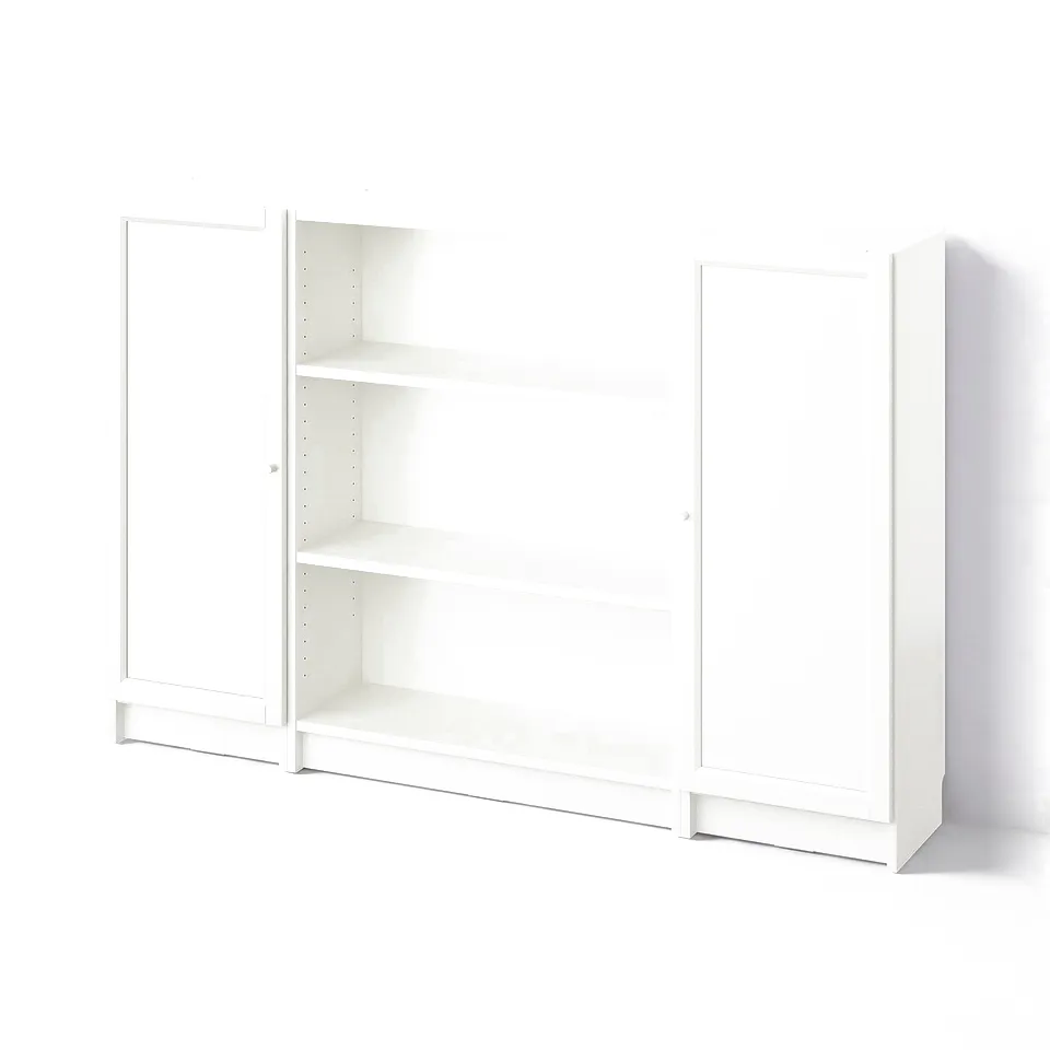 BILLY / OXBERG Bookcase combination with doors, white, 160x106 cm