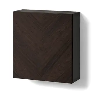 BESTÅ wall-mounted cabinet combination, black-brown Hedeviken/dark brown stained oak veneer, 60x22x64 cm