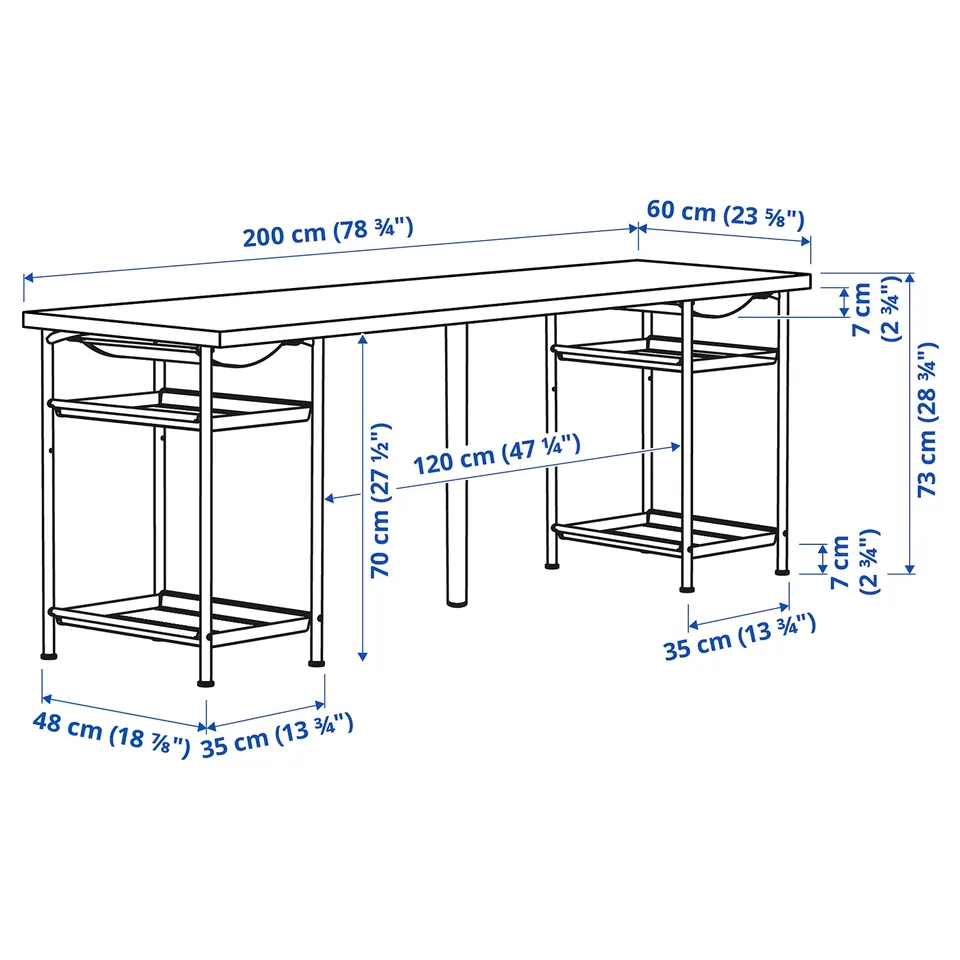 LAGKAPTEN / SPÄND Desk, white, 200x60 cm
