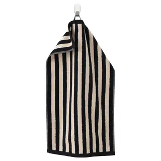 SLÅNHÖSTMAL hand towel, black/light beige striped, 40x70 cm