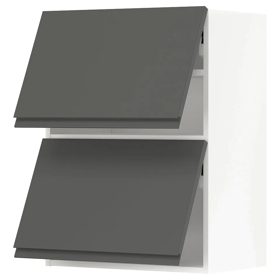 Modern dark grey kitchen cabinets with flat panel design.