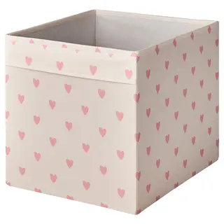 REGNBROMS box, heart pattern/pink, 33x38x33 cm