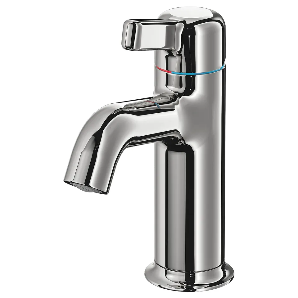 The VOXNAN tap is chrome-plated brass with a sleek, modern design. It a single lever handle and a cold start function to save water and energy.