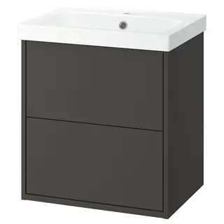HAVBÄCK / ORRSJÖN wash-stnd w drawers/wash-basin, dark grey, 62x49x69 cm