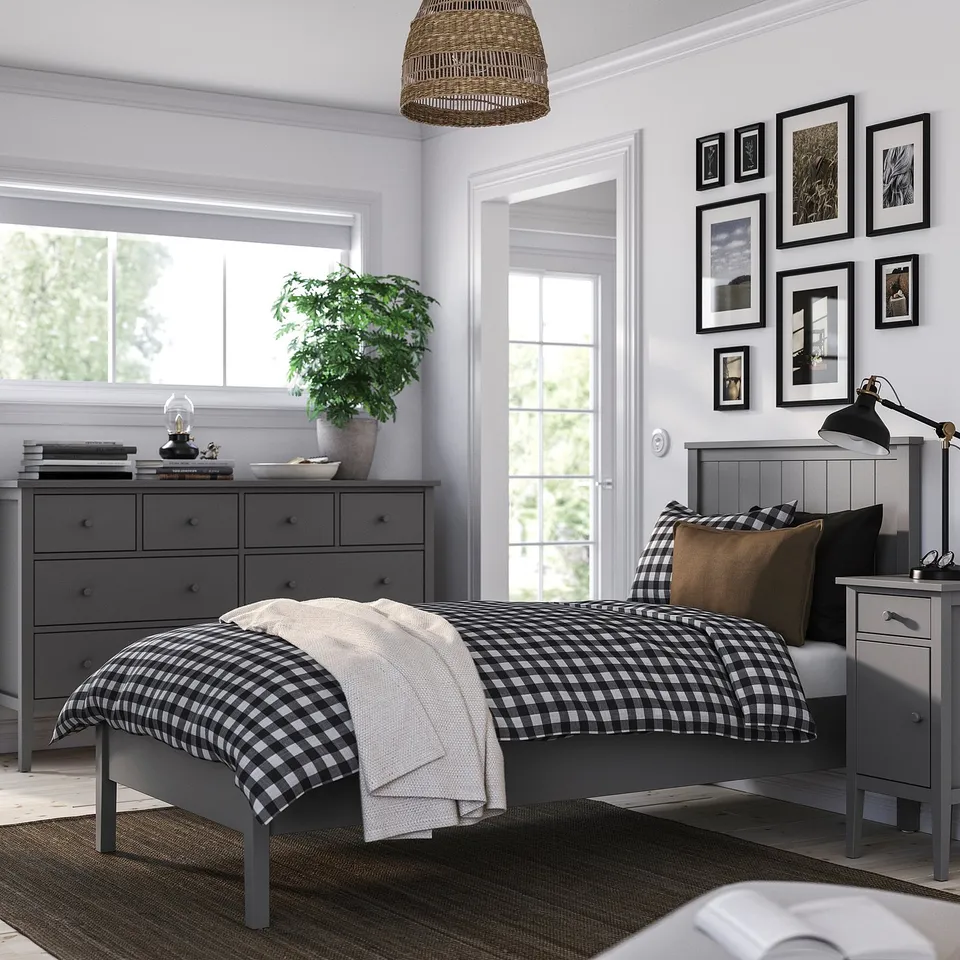 GULLABERG Bedroom furniture, set of 3, grey, 90x200 cm
