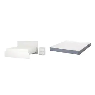 MALM/VESTMARKA Bed with 18cm thick mattress, sprung, foam, extra firm
