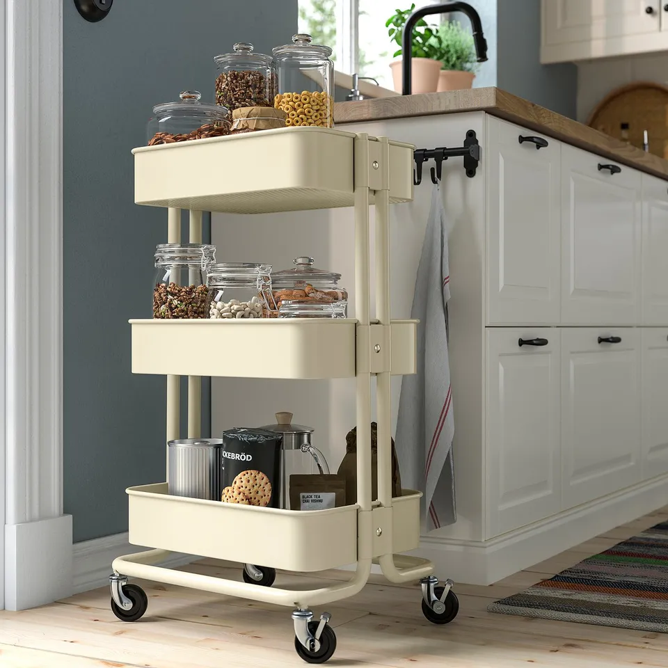 RÅSKOG Trolley, beige, 35x45x77 cm