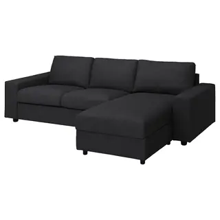 VIMLE 3-seat sofa-bed with chaise longue, with wide armrests/Hillared anthracite, Width 285 x Depth 98 cm