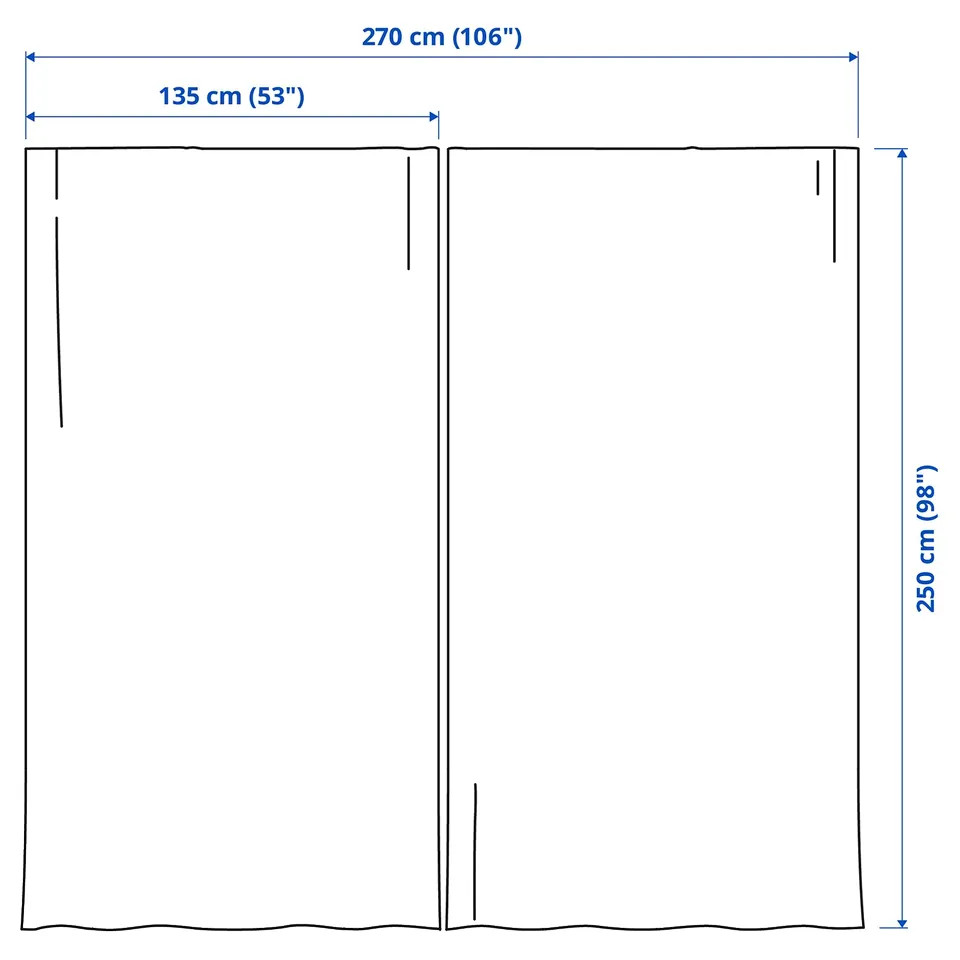 ROSENMANDEL Room darkening curtains, 1 pair, yellow-beige/with heading tape, 135x250 cm