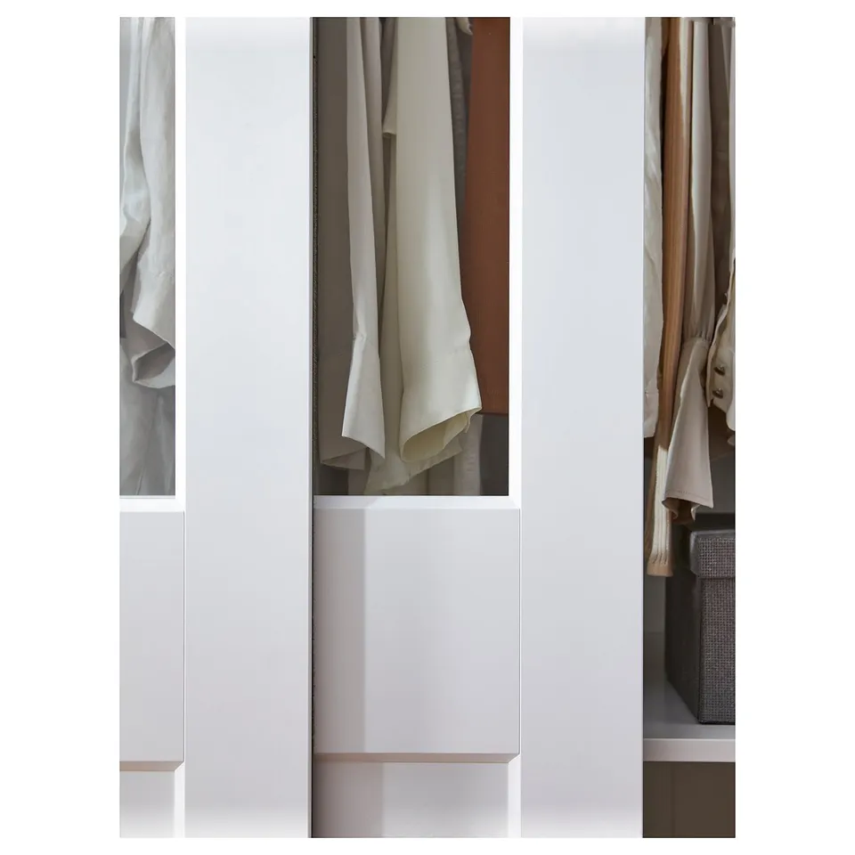 PAX / GRIMO Wardrobe with sliding doors, white/clear glass white, 200x66x236 cm