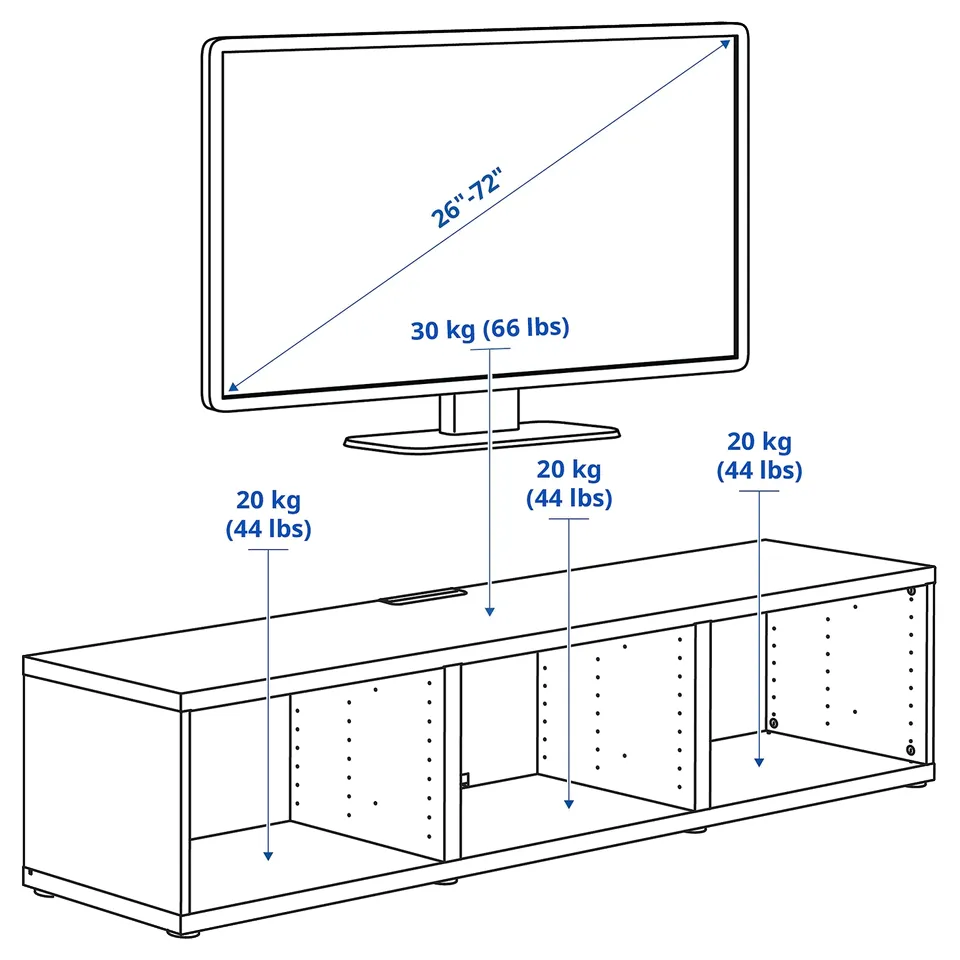 Illustration with measurements for the product: BESTÅ.