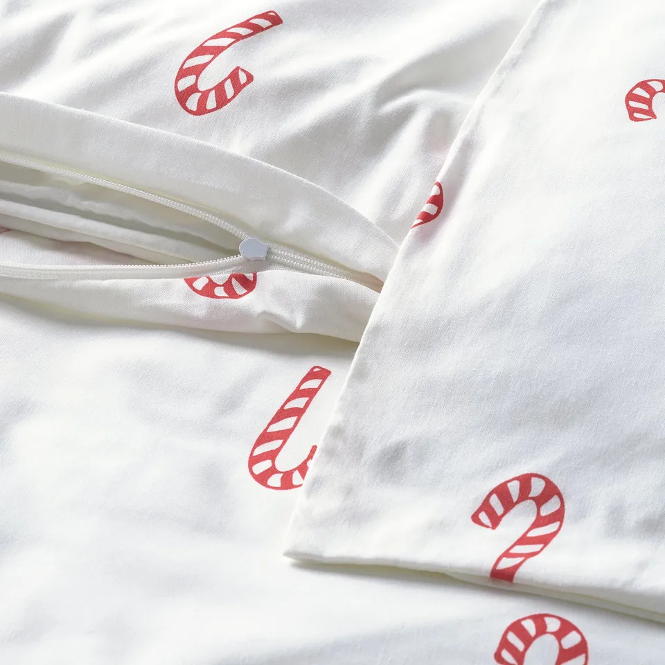 LÖVSÅNGARE Duvet cover and pillowcase, candy cane pattern, 150x200/50x80 cm