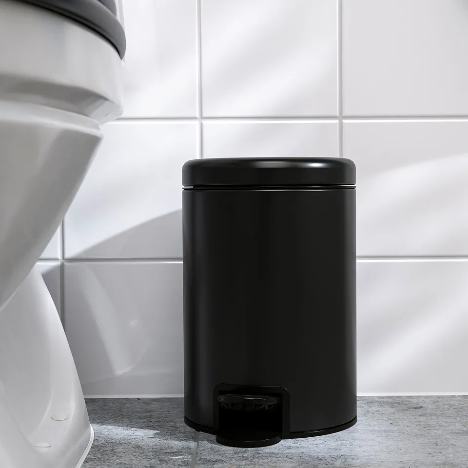 GANSJÖN Waste bin, black, 3 l