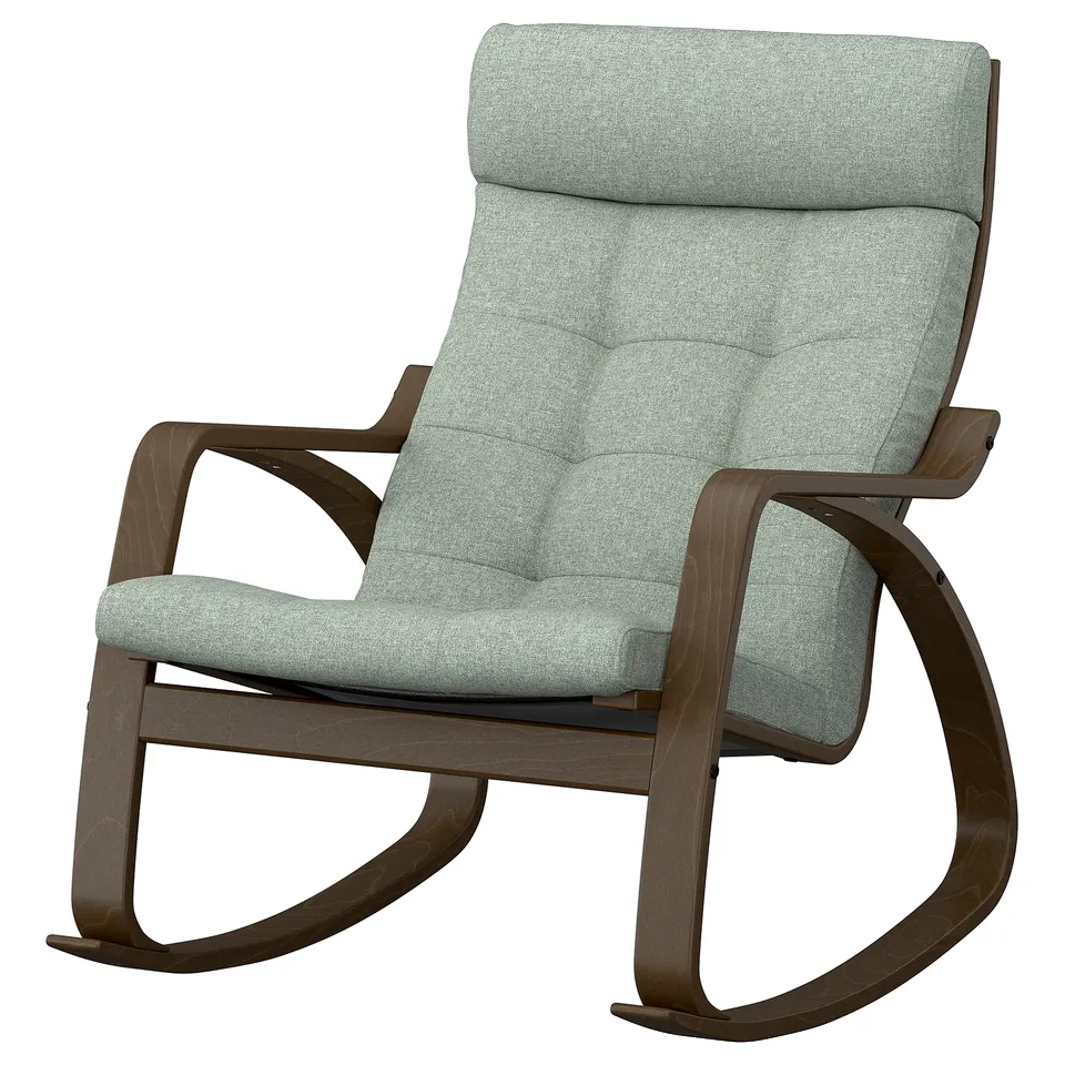POÄNG Rocking-chair, walnut effect/Gunnared light green