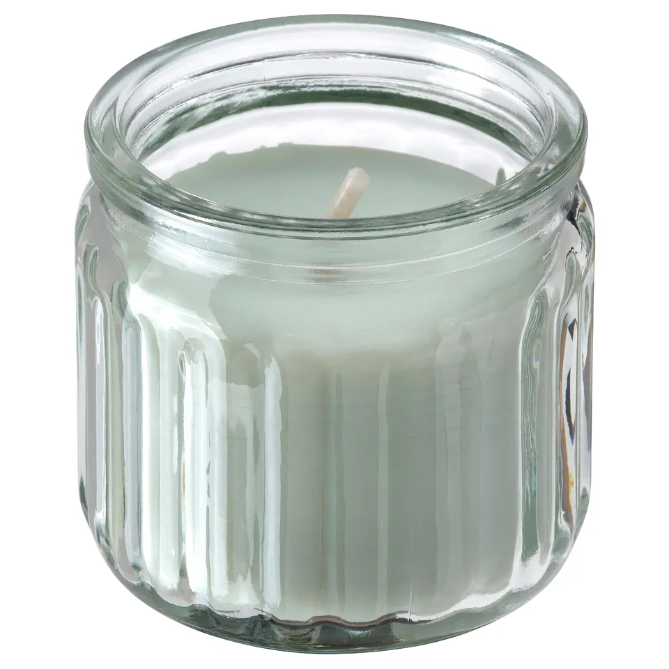 HÖKGÖK Scented candle in glass, Apple light green, 12 hr