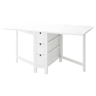 NORDEN gateleg table, white, 26/89/152x80 cm