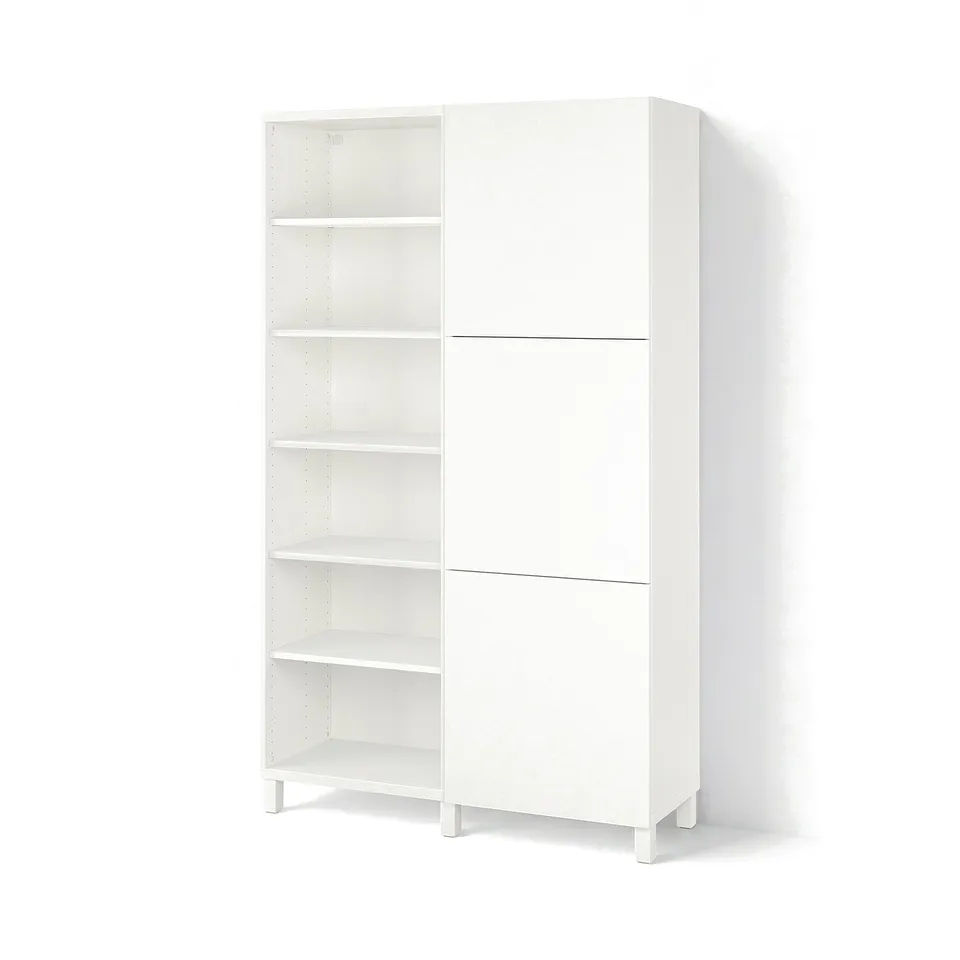 BESTÅ Storage combination with doors, white/Lappviken/Stubbarp white, 120x42x202 cm