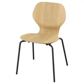 SKÅLSTA chair, oak veneer/tubular metal/black-grey, Width 52 x Depth 50 x Height 82 cm