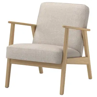 EKENÄSET armchair, oak effect/Kilanda light beige, Width 65 x Depth 74 x Height 75 cm
