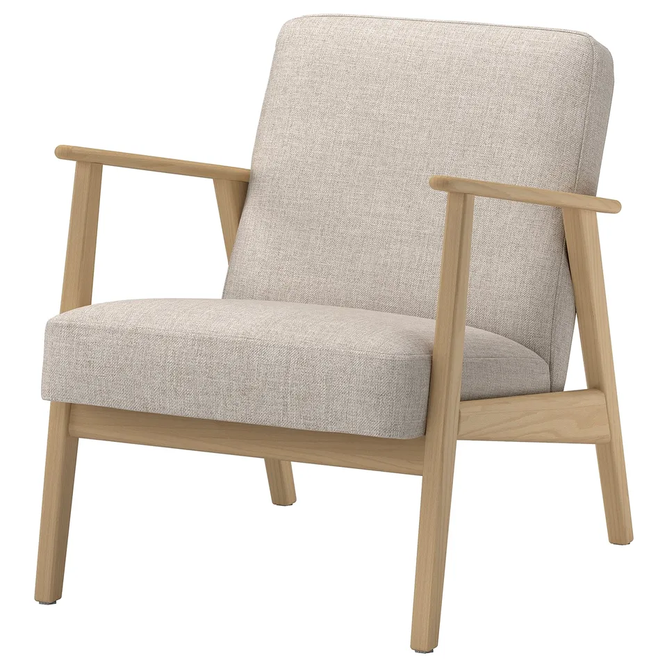 EKENÄSET Armchair, oak effect/Kilanda light beige