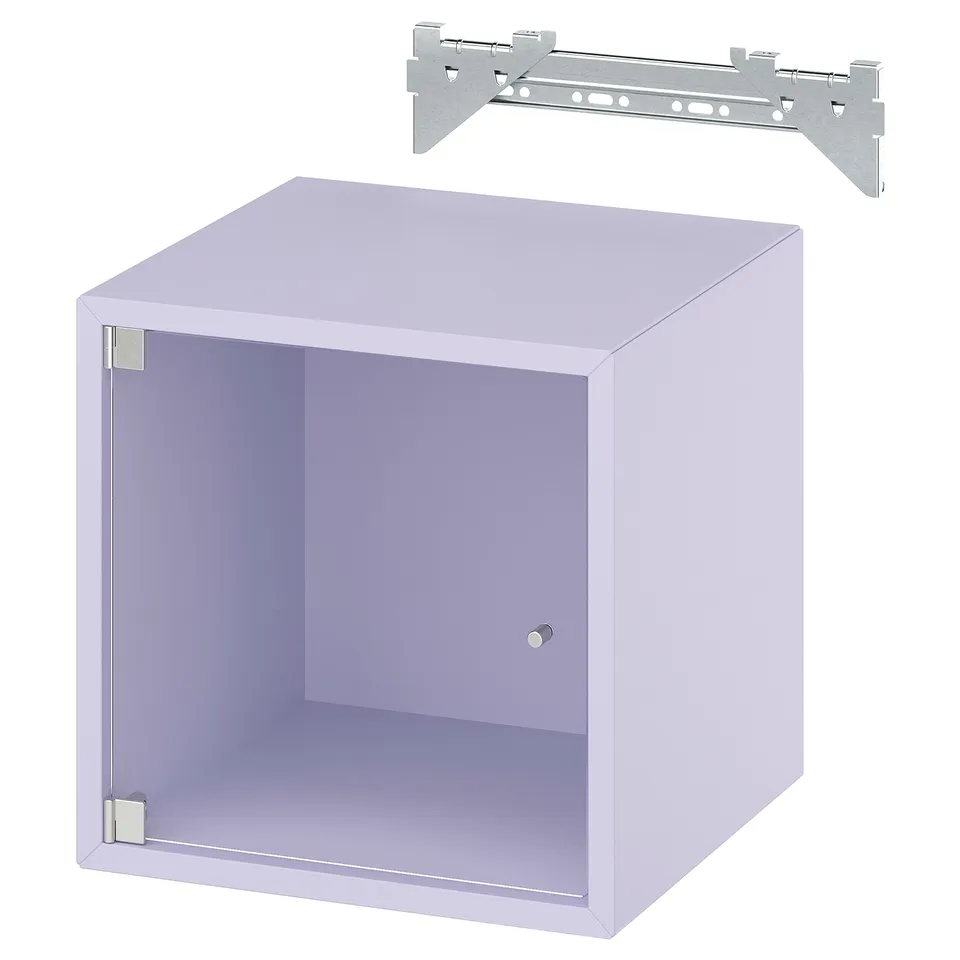 EKET Wall cabinet with glass door, pale lilac, 35x35x35 cm