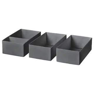 SKUBB box, set of 3, dark grey, 20x38x12 cm