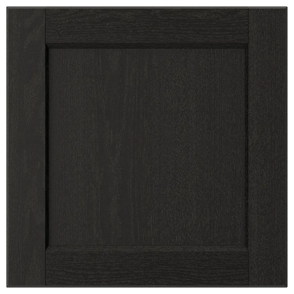 LERHYTTAN black ash wood kitchen cabinet door with bevelled frame and veneer panel. Square design.