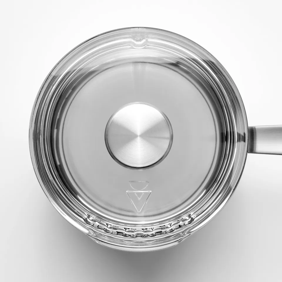 Stainless steel handle & lid, built-in strainer