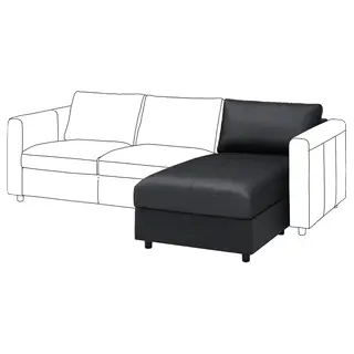 VIMLE chaise longue section, Grann/Bomstad black, Width 81 x Depth 164 x Height 83 cm