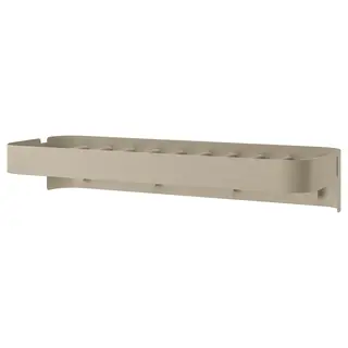 FLORSJÖN wall shelf with 4 hooks, beige, 55x10 cm