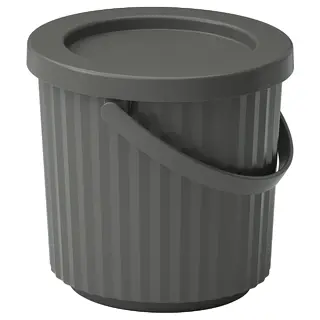 DAMMÄNG bin with lid, dark grey, 8 l