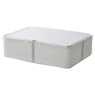HEMMAFIXARE storage case, fabric striped/white/grey, 69x51x19 cm