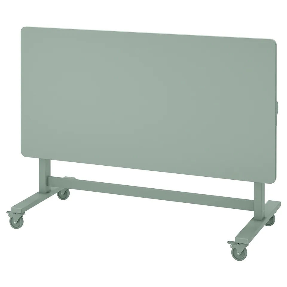 MITTZON: mint-green, rectangular, mobile meeting table on castors, flat top, minimalist design.