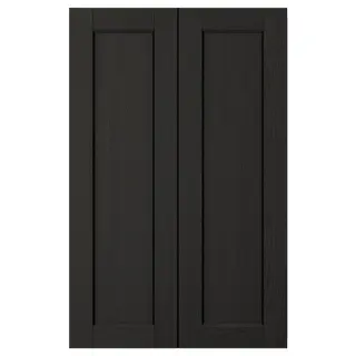 LERHYTTAN 2-p door f corner base cabinet set, black stained, 25x80 cm