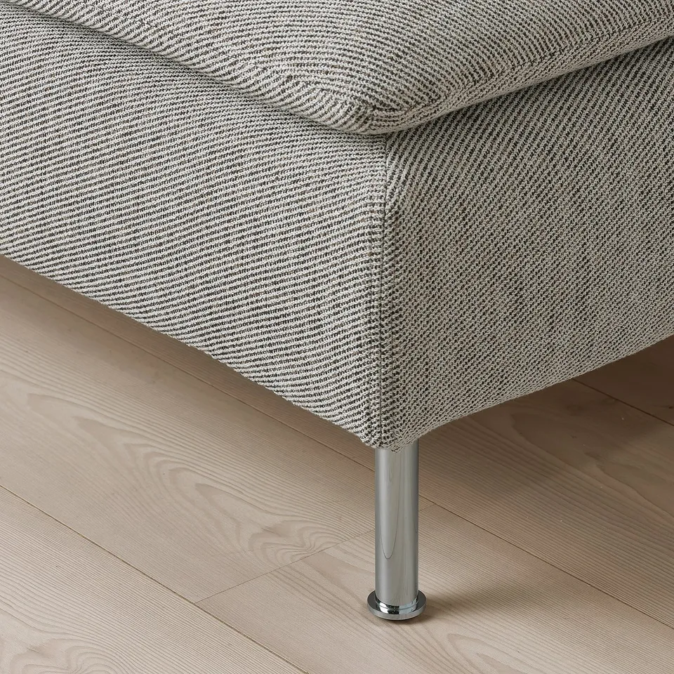 Modern sofa with sleek design, supportive cushions, metal legs, and textured fabric.