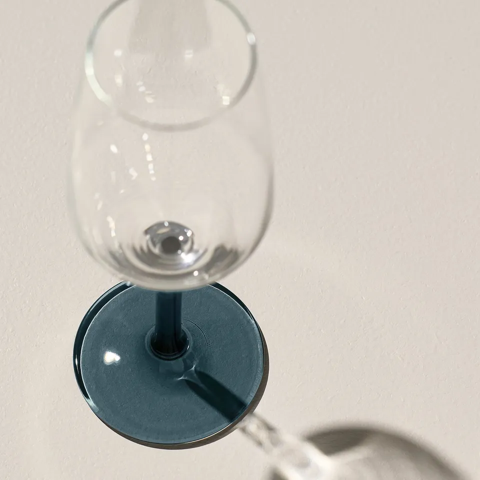 RÖDRÄKA Champagne glass, blue-grey/clear glass, 25 cl