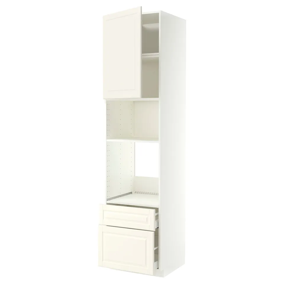 METOD / MAXIMERA High cabinet f built-in appliances, white/Bodbyn off-white, 60x60x240 cm