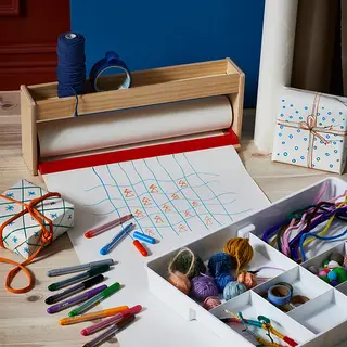 MÅLA set: paper roll holder with storage + drawing paper roll