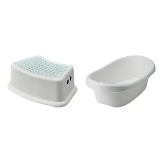 FÖRSIKTIG/LÄTTSAM set: children's stool + baby bath