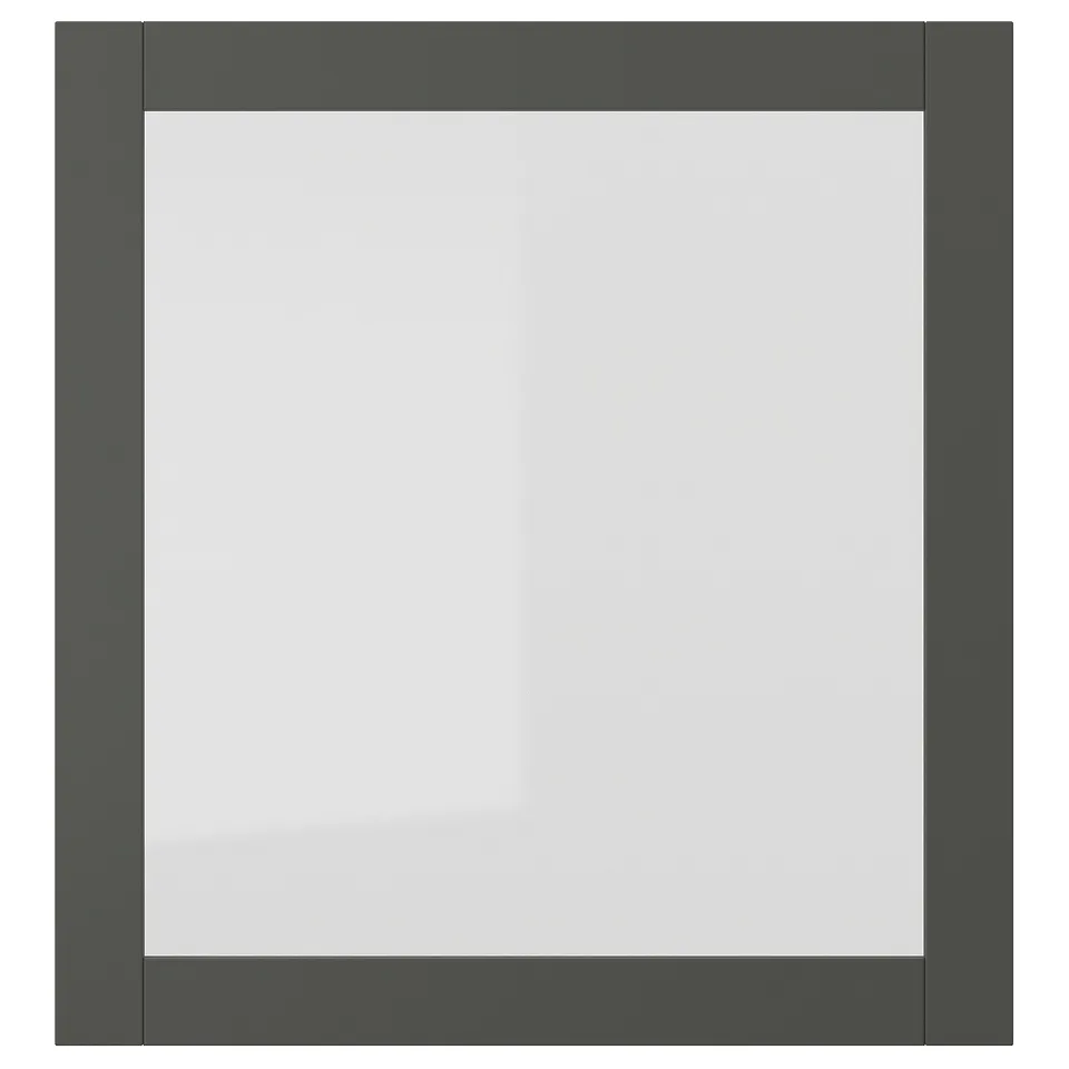 SINDVIK white cabinet with clear glass, modern design.
