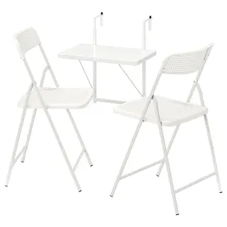 TORPARÖ table f wall+2 fold chairs, outdoor, white/white, 50x35 cm
